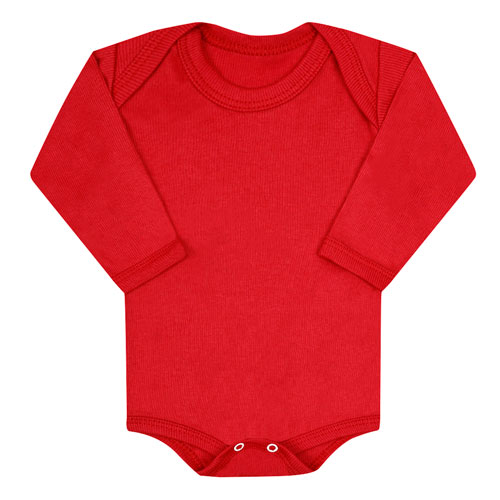 Body Bebê Canelado Escuro Liso Manga Longa (RN/P/M/G) - Top Chot - Tamanho G - Vermelho