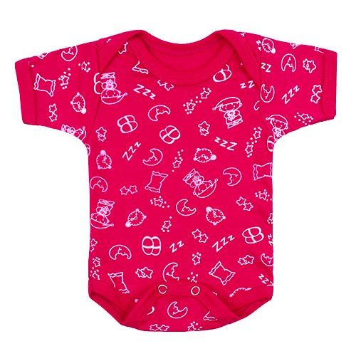 Body Bebê Feminino Canelado Manga Curta Pink Lua Soninho (RN/P/M/G) - Top Chot - Tamanho RN - Pink