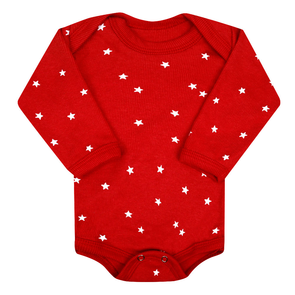 Body Bebê Longo Vermelho Estrelas (RN/G)