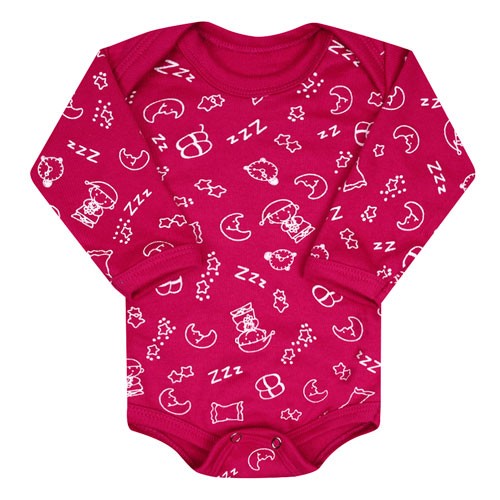 Body Bebê Feminino Canelado Manga Longa Pink Hora do Sono (RN/P/M/G) - Top Chot - Tamanho G - Pink