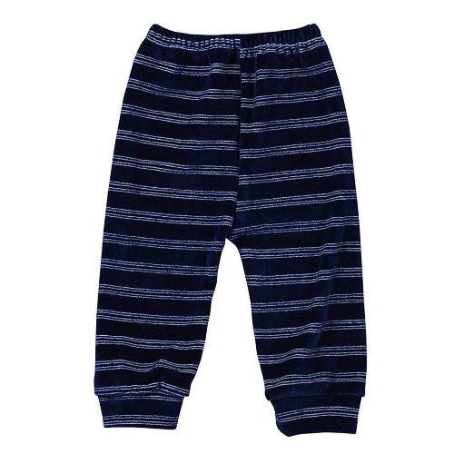 Calça Bebê Plush Escura Listrada (1/2/3) - Top Chot - Tamanho 1 - Azul Marinho