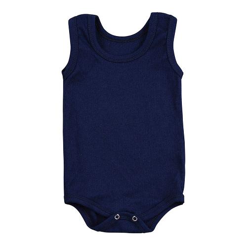 Body Bebê Canelado Escuro Liso Regata (P/M/G) - Top Chot - Tamanho M - Azul Marinho