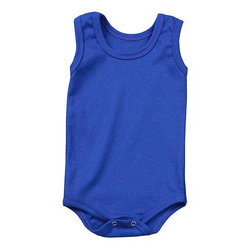 Body Bebê Canelado Escuro Liso Regata (P/M/G) - Top Chot - Tamanho G - Azul Royal