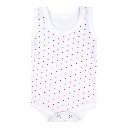 Body Regata Bebê Canelado Poá (P/M/G) - TOP CHOT - Tamanho P - Branco,Vermelho