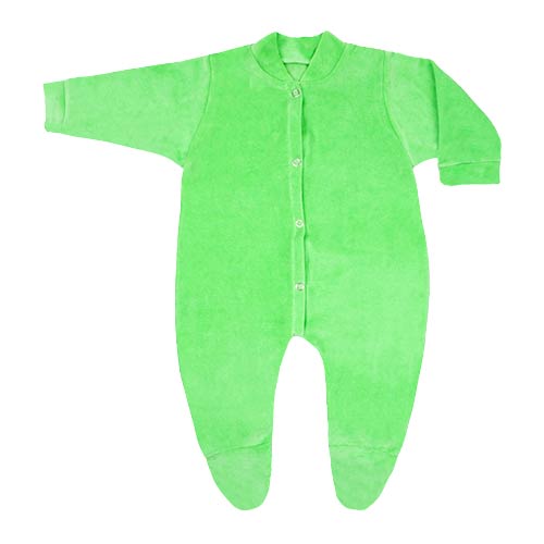 Macacão Bebê Plush Liso Manga Longa e Com Pé Verde Neon (RN/P/M/G) - Top Chot - Tamanho G - Verde