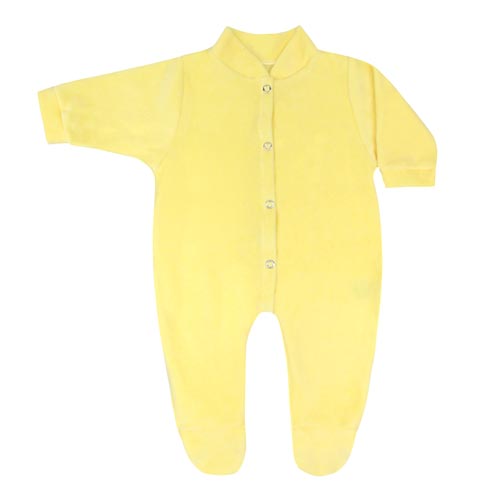 Macacão Bebê Plush Liso Manga Longa e Com Pé (RN/P/M/G) - TOP CHOT - Tamanho M - Amarelo