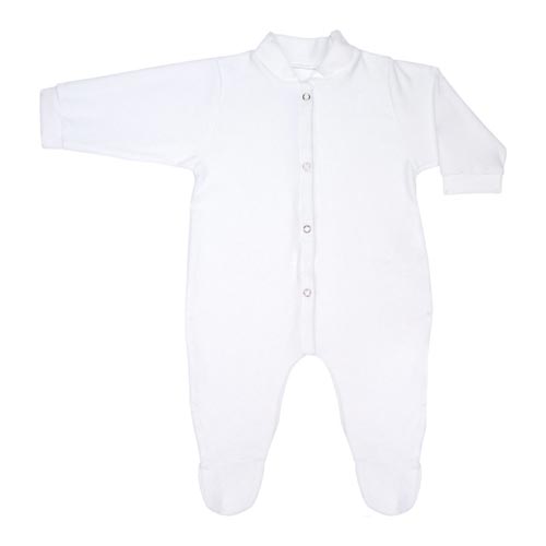 Macacão Bebê Plush Liso Manga Longa e Com Pé (RN/P/M/G) - TOP CHOT - Tamanho M - Branco