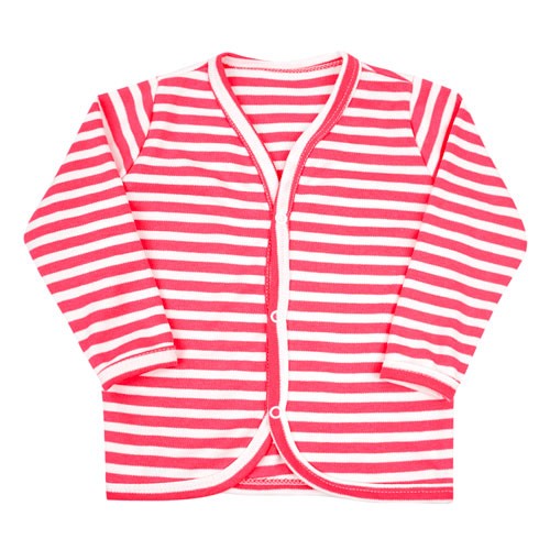 Casaquinho Bebê Feminino Suedine Listrado Rosa Chiclete (G) - Top Chot - Tamanho G - Rosa,Branco