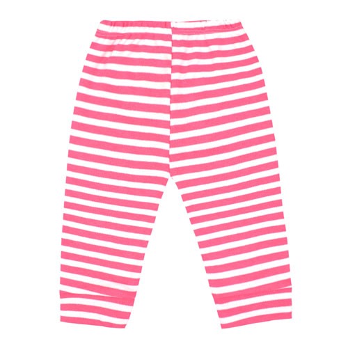 Mijão Bebê Feminino Suedine Listrado Rosa Chiclete sem Pé (RN/P/M/G) - Top Chot - Tamanho P - Branco,Rosa