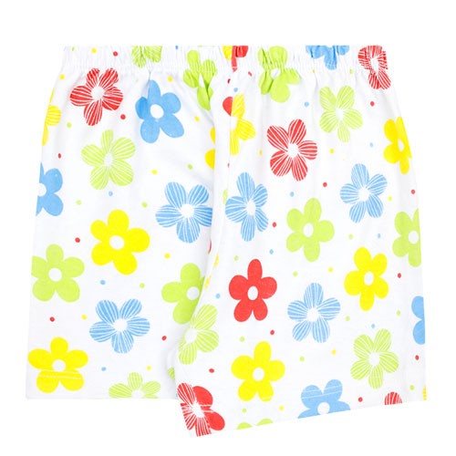 Shorts Bebê Feminino Meia Malha Branca Flores (1/2/3) - Top Chot - Tamanho 3 - Branco