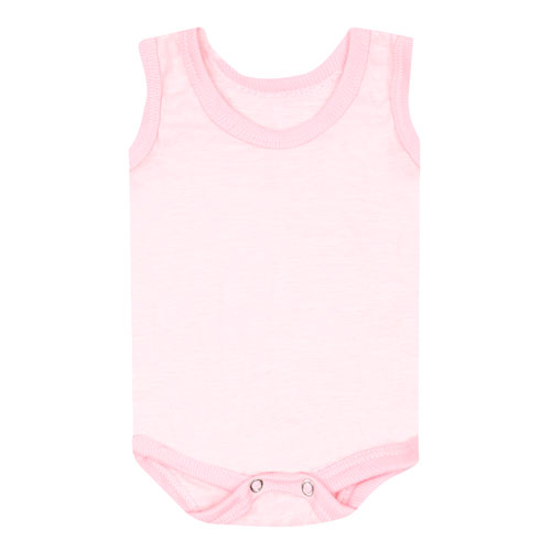 Body Bebê Feminino Regata Flame Liso Rosa (P/M/G) - Top Chot - Tamanho P - Rosa