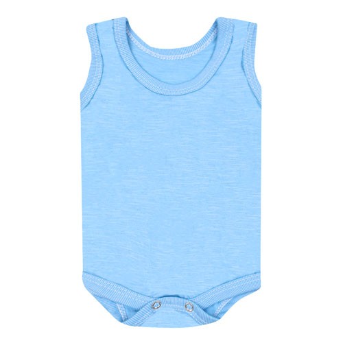 Body Bebê Masculino Regata Flame Liso Azul (P/M/G) - Top Chot - Tamanho P - Azul