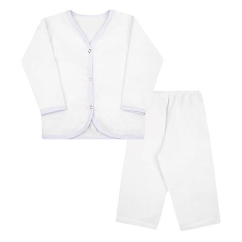 Pijama Bebê Soft Casaco e Calça Branco (1/2/3) - Top Chot - Tamanho 1 - Branco