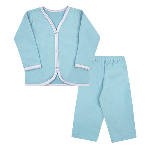 Pijama Bebê Masculino Soft Casaco e Calça Azul (1/2/3) - Top Chot - Tamanho 1 - Azul