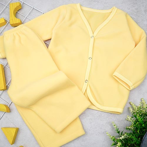 Pijama Bebê Soft Casaco e Calça Amarelo (1/2/3) - Top Chot - Tamanho 1 - Amarelo