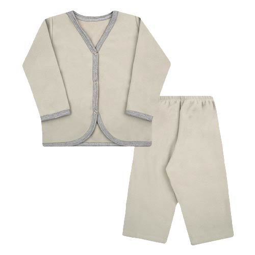 Pijama Bebê Soft Casaco e Calça Cinza (1/2/3) - Top Chot - Tamanho 1 - Cinza