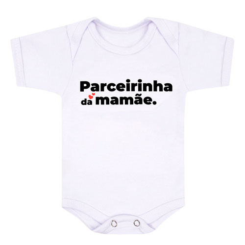 Body Bebê Feminino Manga Curta Suedine Branco Parceirinha da Mamãe Corações (RN/P/M/G) - Bebê Fofuxo - Tamanho G - Branco