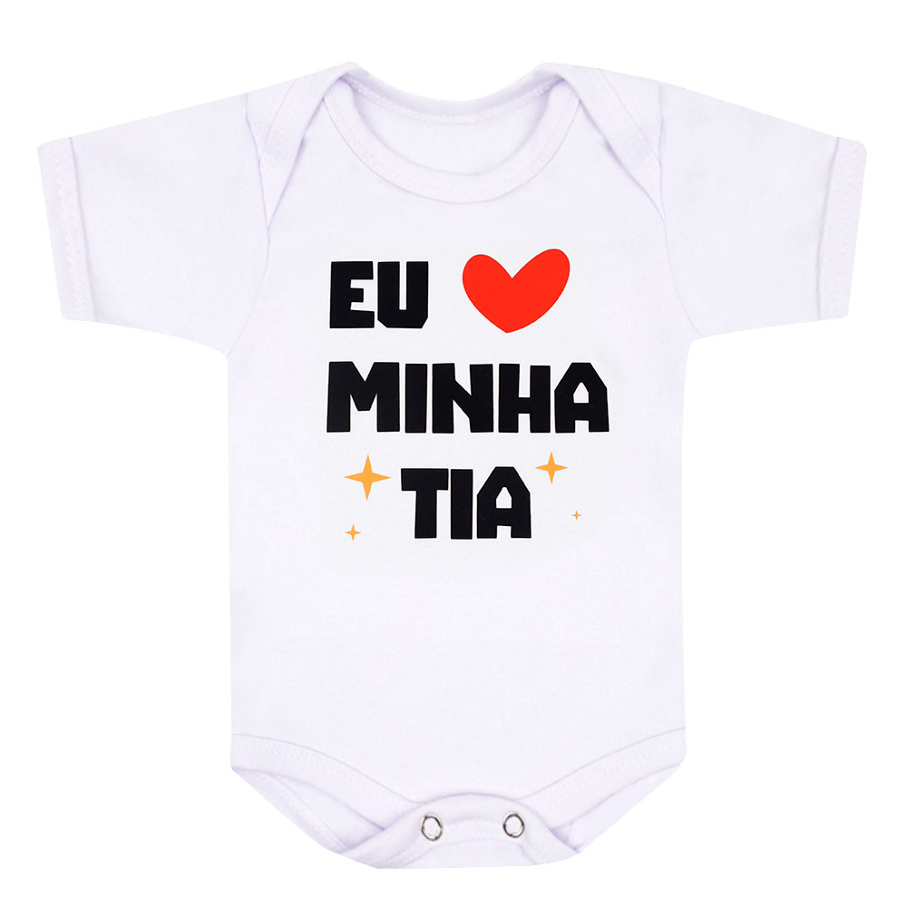 Body Bebê Branco Amo Minha Tia (RN/P/M/G) | Bebê Fofuxo