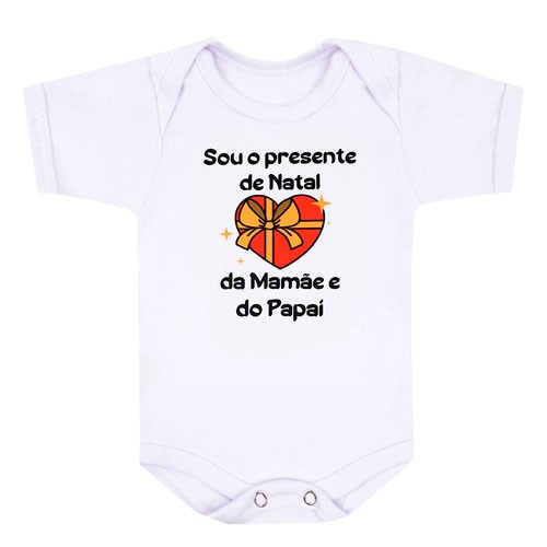 Body Bebê Manga Curta Suedine Branco Presente Natal (RN/P/M/G) - Bebê Fofuxo - Tamanho M - Branco