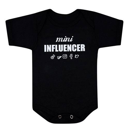 Body Bebê Manga Curta Suedine Preto Influencer (RN/P/M/G) - Bebê Fofuxo - Tamanho RN - Preto